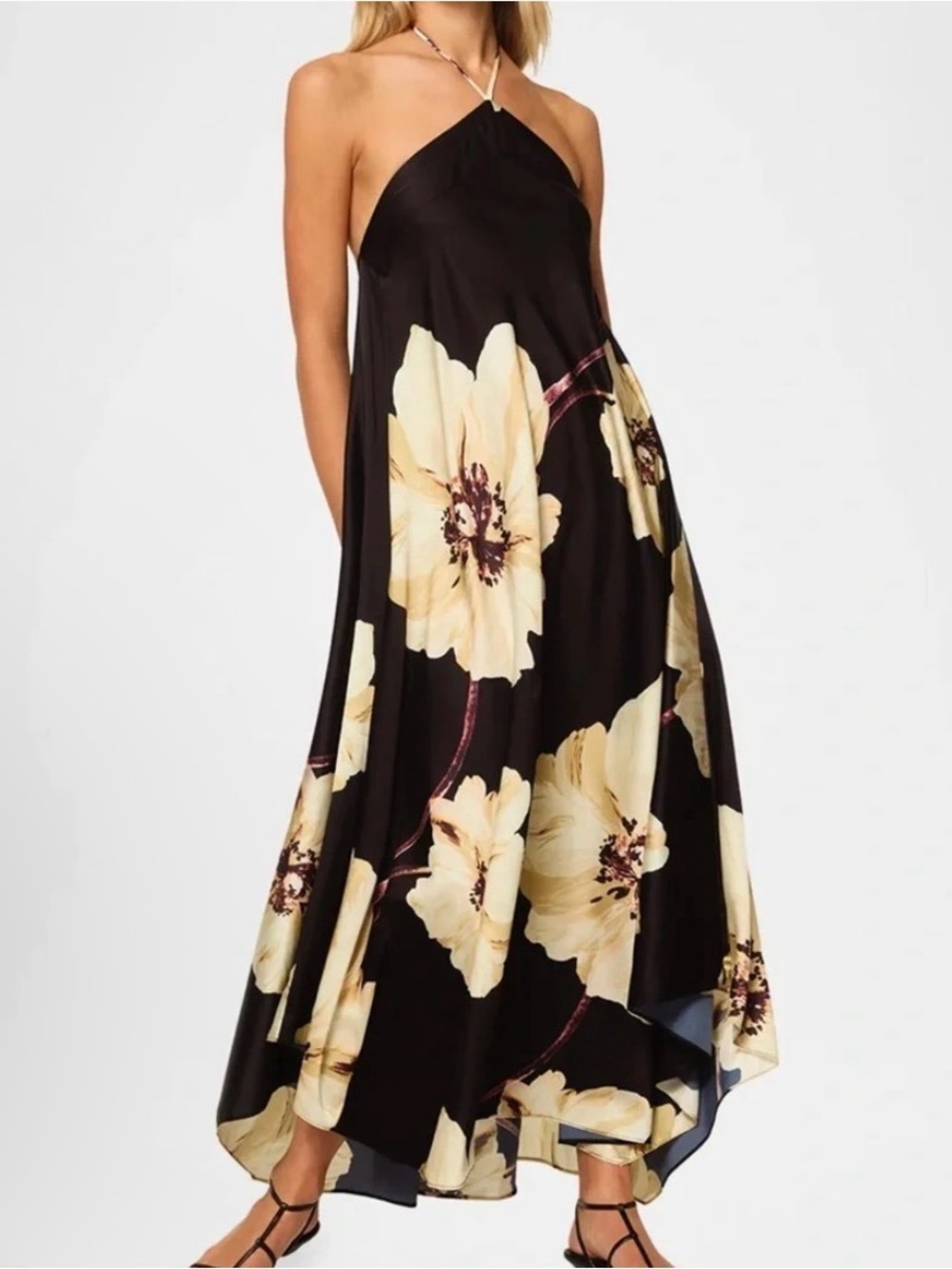 Miss Los Angeles Floral Silky Satin Maxi Midi Dess